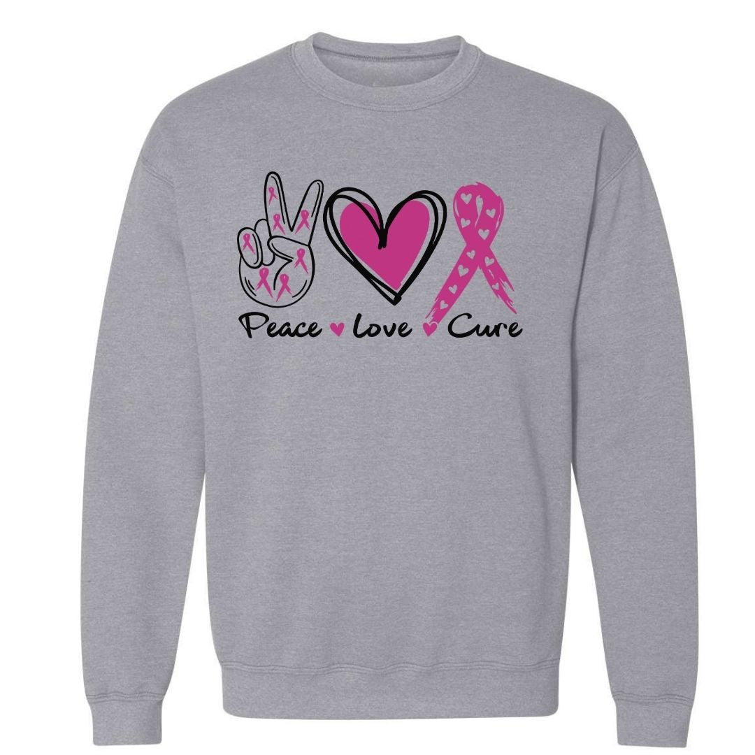 Peace, Love, Cure | Breast Cancer Awareness | Sweatshirt