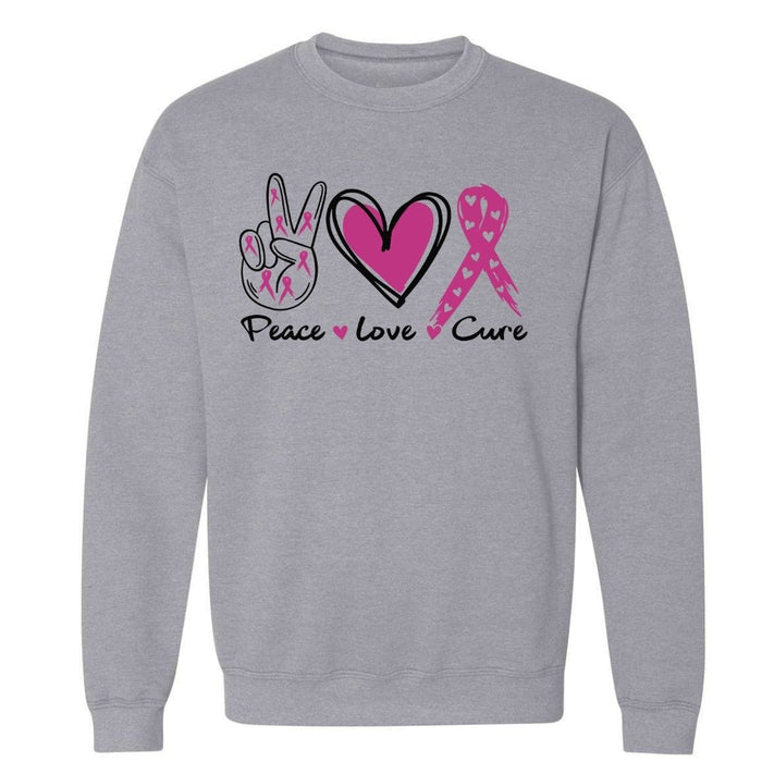 Peace, Love, Cure | Breast Cancer Awareness | Sweatshirt