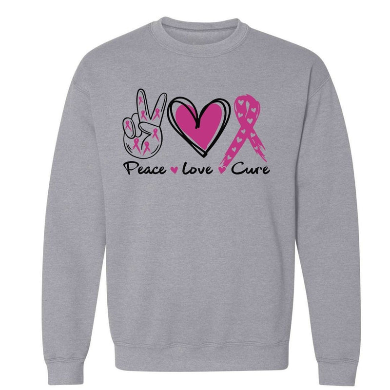 Peace, Love, Cure | Breast Cancer Awareness | Sweatshirt