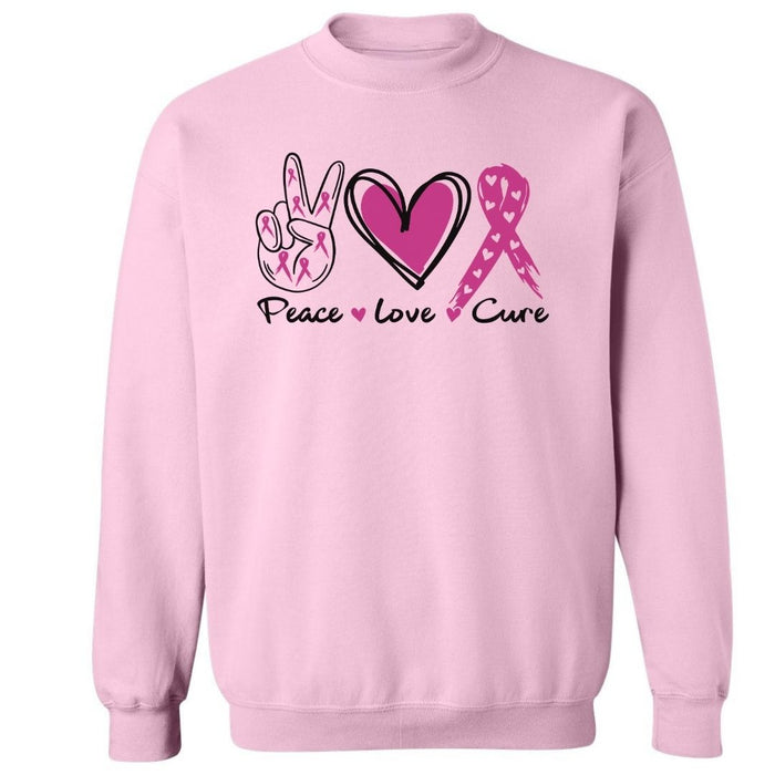 Peace, Love, Cure | Breast Cancer Awareness | Sweatshirt