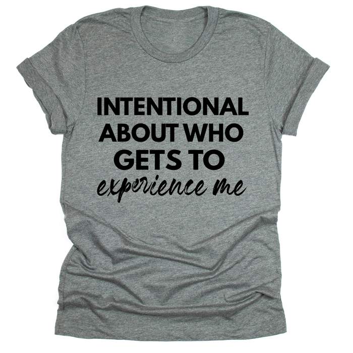 Gray t-shirt with black text on a white background