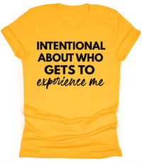 Yellow t-shirt with black text on a white background