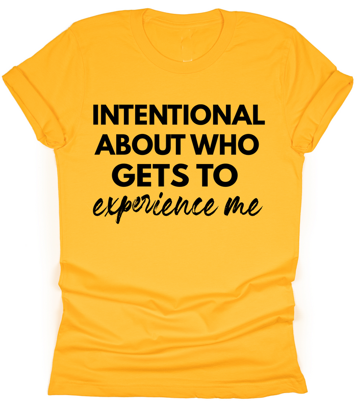 Yellow t-shirt with black text on a white background